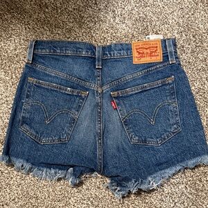 Levi's Dark Blue Denim Frayed Hem Shorts